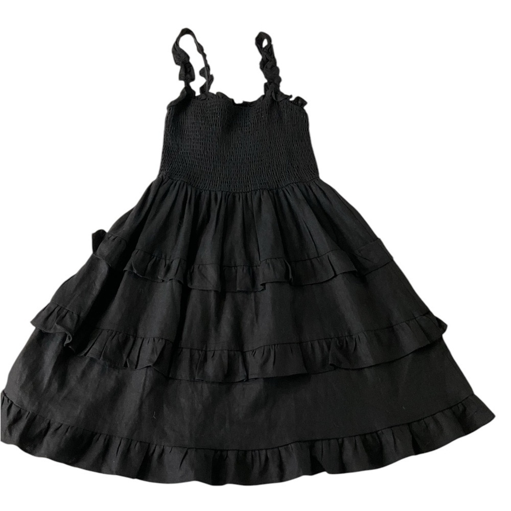 Love tree Black Ruffled Smocked Tiered Sundress